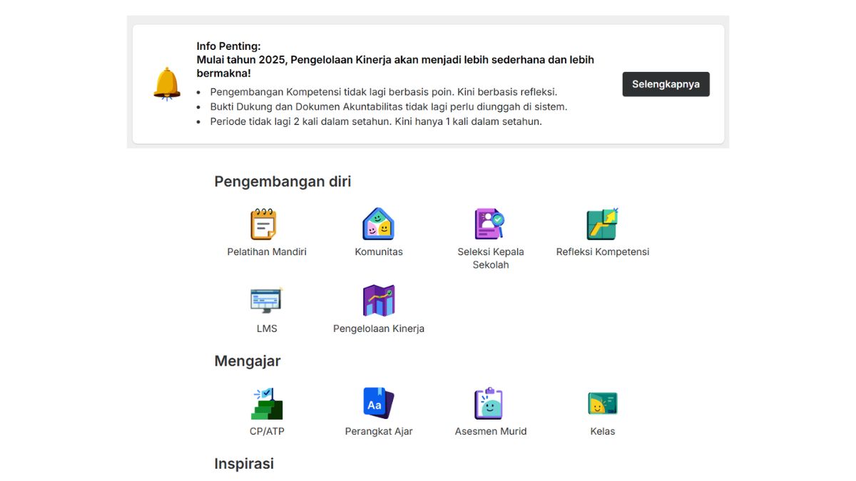 Platform Merdeka Mengajar menghapus fitur pengelolaan kinerja guru per 1 Januari 2025 untuk penyederhanaan dan efektivitas sistem.