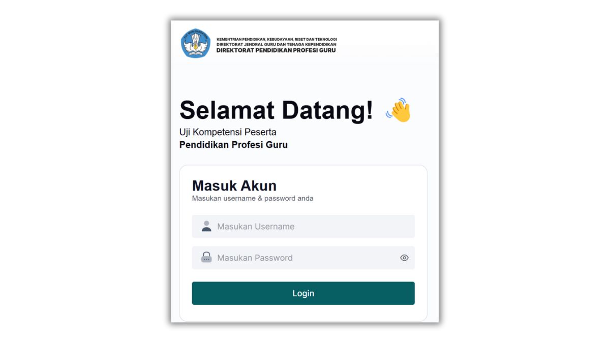 Proses simulasi ujian UKPPPG Guru Tertentu Periode 1 Tahun 2025 dengan peserta sedang mengikuti ujian online.