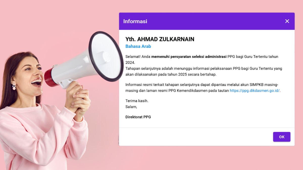 Pengumuman Seleksi Administrasi PPG Guru Tertentu 2025