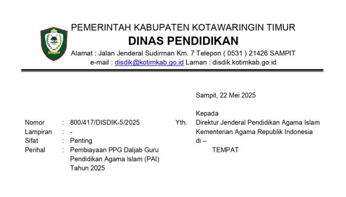 PPG PAI 2025 Kotim 80 Guru Mendapat Bantuan Dana dari Pemkab