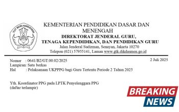 Kalender jadwal pelaksanaan UKPPPG Guru Tertentu Periode 2 Tahun 2025