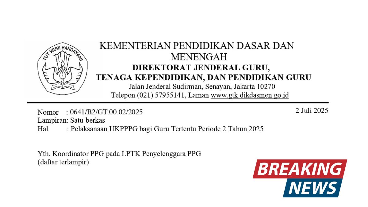 Kalender jadwal pelaksanaan UKPPPG Guru Tertentu Periode 2 Tahun 2025